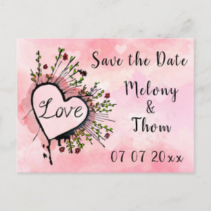 Carte Postale Sauvez la date Amour et Coeurs