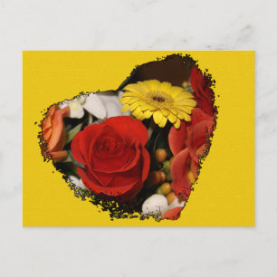 Carte Postale "Sauvez la date" Bouquet de coeur de bord Jagged