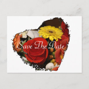 Carte Postale "Sauvez la date" Bouquet de coeur de bord Jagged