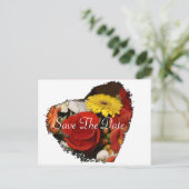 Carte Postale "Sauvez la date" Bouquet de coeur de bord Jagged (Debout devant)