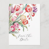 Carte Postale Sauvez la date des tulipes d'aquarelle de mariage (Devant)