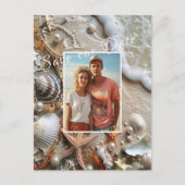 Carte Postale Sauvez la date Seashells Pearls Starfish Beach (Devant)