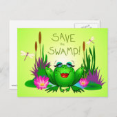 Carte Postale Sauvez le marais Femme Fatale Grenouille verte (Devant / Derrière)