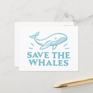Carte Postale Sauvez les baleines jolie esthétique rétro