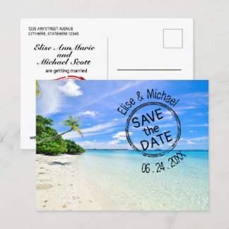 Carte Postale Sauvez les dates, Mariage de plage, Invitation