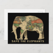 Carte Postale Sauvez les éléphants (Devant / Derrière)