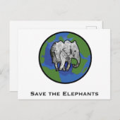 Carte Postale Sauvez les éléphants (Devant / Derrière)