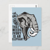 Carte Postale Sauvez les éléphants Interdire la chasse au trophé (Devant / Derrière)