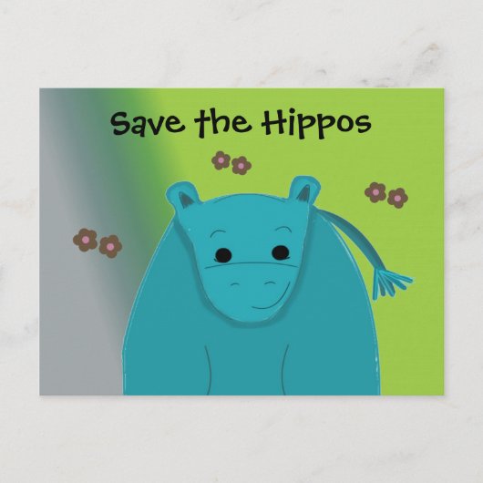 Carte Postale Sauvez les Hippopotames Hippopotame Bleu (Devant)