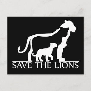 Carte Postale Sauvez les lions (blancs)