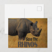 Carte Postale Sauvez Les Rhinos (Devant / Derrière)