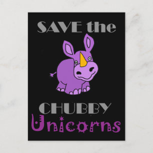 Carte Postale Sauvez l'oeuvre amusante de Chubby Unicorns