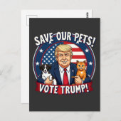 Carte Postale Sauvez nos animaux de compagnie Votez Trump Pets F (Devant / Derrière)
