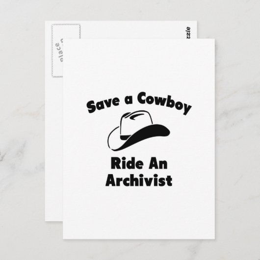 Carte Postale Sauvez un Cowboy .. Monter à bord d'un archiviste (Devant / Derrière)