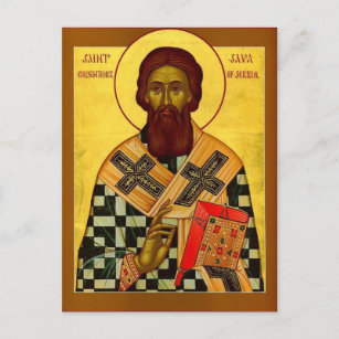 Carte Postale Sava, premier archevêque de Serbie Icône orthodoxe