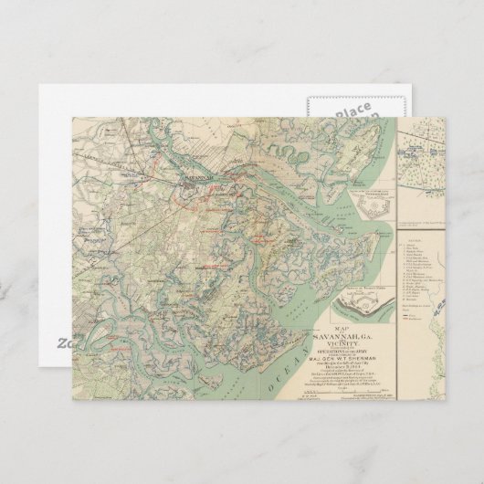 Carte Postale Savannah, Ga et environs (Devant / Derrière)