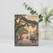 Carte Postale Savannah GA rue pavée (Debout devant)