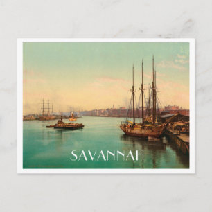 Carte Postale Savannah Georgia Rivière Vintage