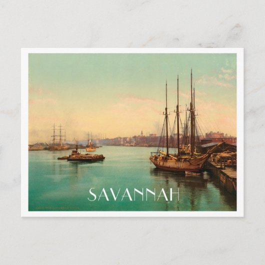 Carte Postale Savannah Georgia Rivière Vintage (Devant)