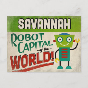 Carte Postale Savannah Georgia Robot - Funny Vintage