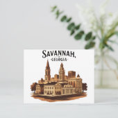Carte Postale Savannah Georgia vintage Skyline (Debout devant)