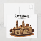 Carte Postale Savannah Georgia vintage Skyline (Devant / Derrière)