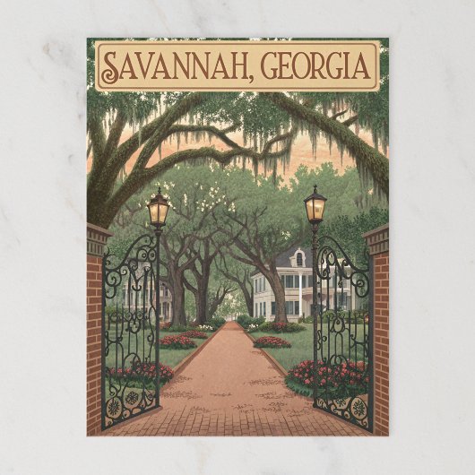 Carte Postale Savannah, Géorgie