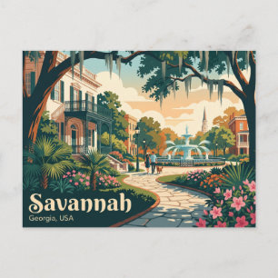Carte Postale Savannah, Géorgie, États-Unis États-Unis