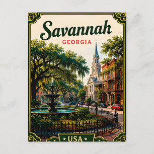 Carte Postale 🌿 Savannah Géorgie Mémoire de vacances historique