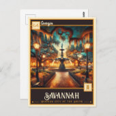 Carte Postale Savannah, Géorgie | VINTAGE (Devant / Derrière)