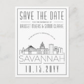 Carte Postale Savannah Mariage | Skyline stylisée Enregistrer la (Devant)