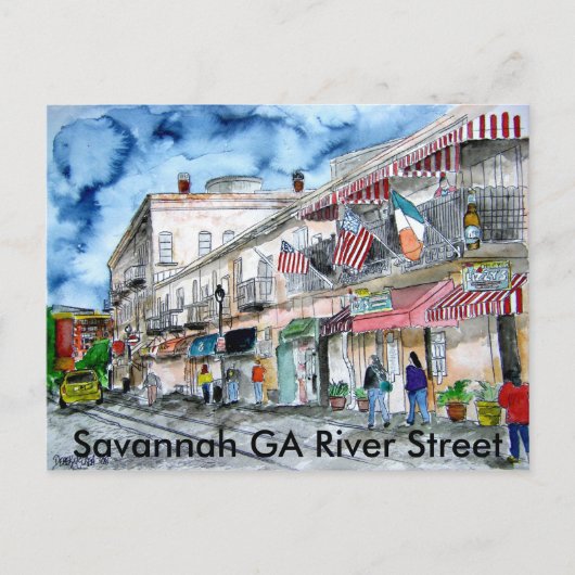 Carte Postale savannah_river_street_painting, Savannah GA Riv... (Devant)