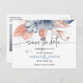 Carte postale 'Save the Date' à l'esthétique jean  (Devant / Derrière)