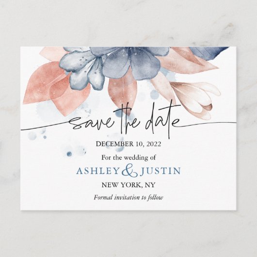 Carte postale 'Save the Date' à l'esthétique jean (Devant)