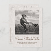 Carte postale 'Save The Date' à motif de bois rust (Devant / Derrière)