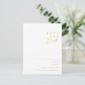 Carte postale "Save The Date" à police dorée minim (Debout devant)