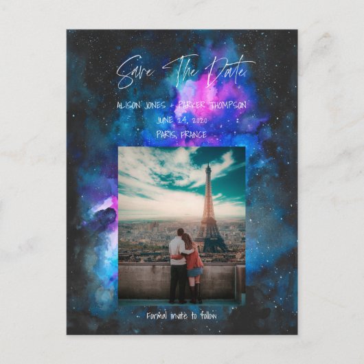 Carte Postale Save the date | Aquarelles Galaxy (Devant)