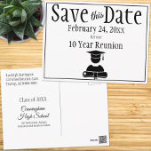 Carte Postale Save The Date Class Reunion Minimalist Black White