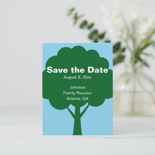 Carte Postale Save the Date Family Reunion with Name & Tree (Debout devant)