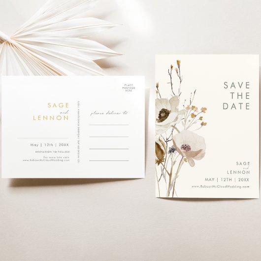 Carte postale "Save The Date" Fleur sauvage fantai