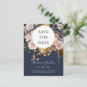 Carte Postale "Save The Date" Fleurs Moderne Rose  (Debout devant)