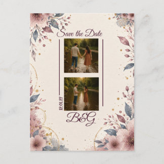 Carte Postale Save the Date Floral Aquarelle