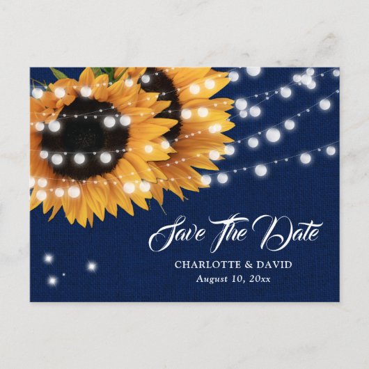 Carte postale 'Save The Date' mariage tournesol bl (Devant)