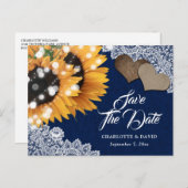 Carte postale 'Save The Date' mariage tournesol bl (Devant / Derrière)