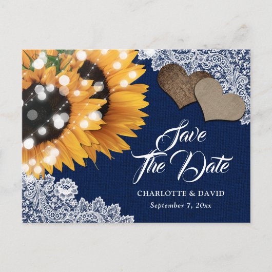 Carte postale 'Save The Date' mariage tournesol bl (Devant)