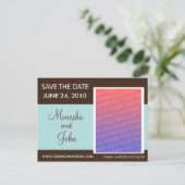 Carte postale 'Save the Date' - Marron et bleu cla (Debout devant)