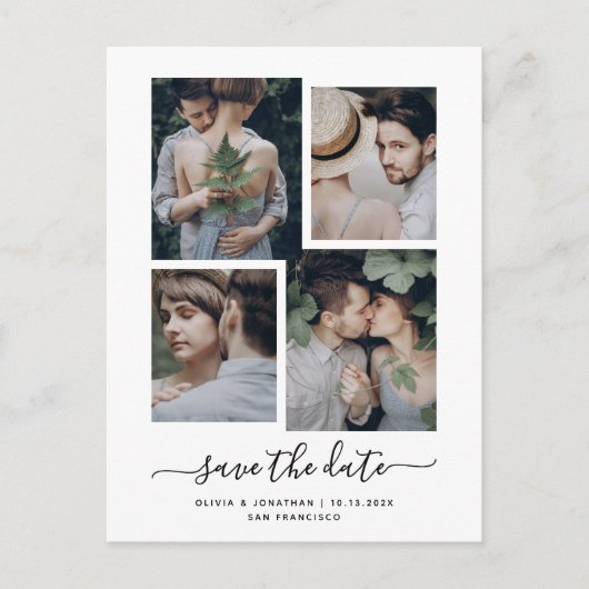 Carte Postale Save the date | Modern Four Photo Collage (Devant)