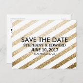 Carte postale "Save the Date" pailletée faux or él (Devant / Derrière)