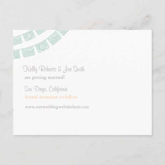 Carte postale Save the Date Papel Picado (Dos)