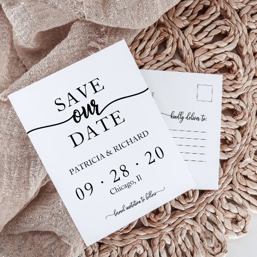 Carte Postale "Save The Date" pour Mariage Minimal